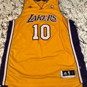 Mens Los Angeles Lakers Jersey- Steve Nash #10 - Large Yellow- Adidas Swingman